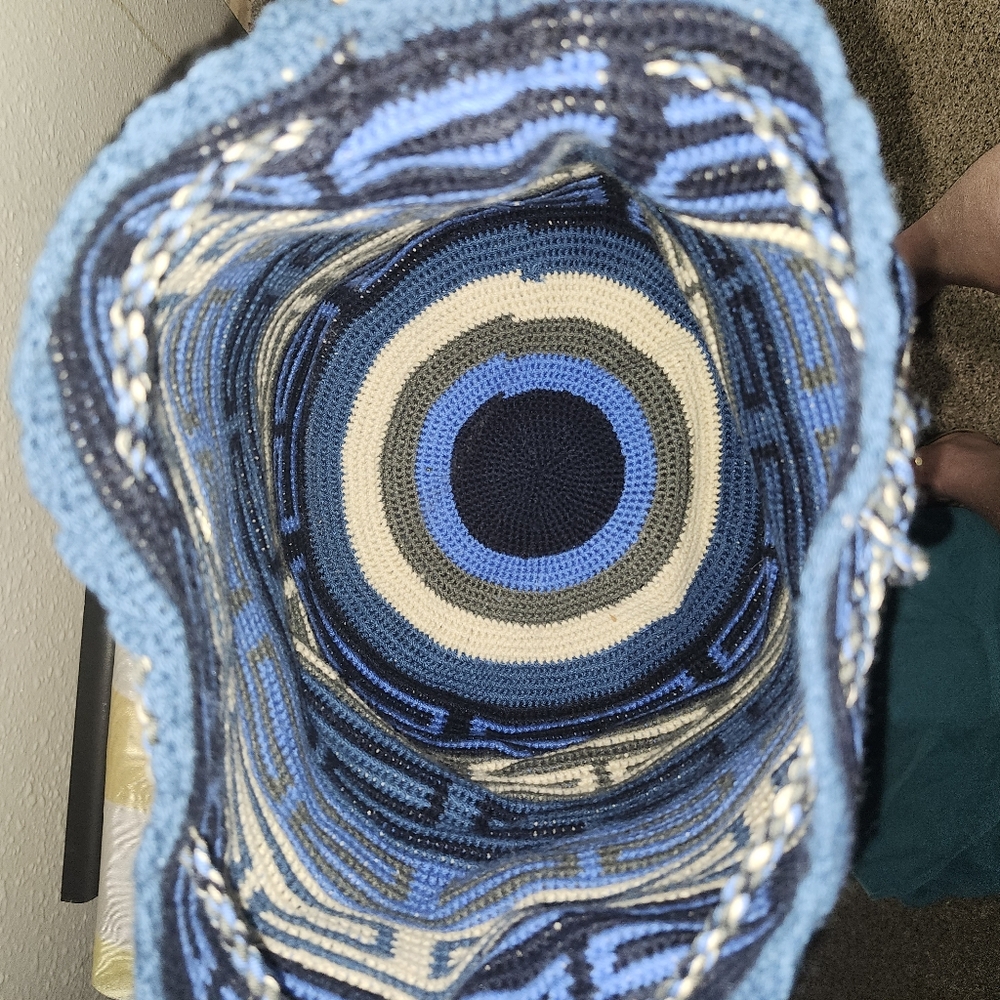 Blue Wayuu Columbian Backpack - Picture 3 of 6